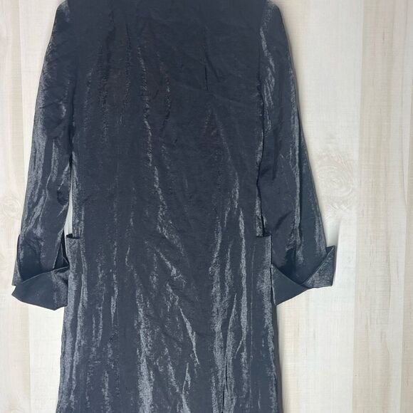 TULLE black double breasted long sleeve shimmering coat yellow lining, medium - Picture 13 of 15